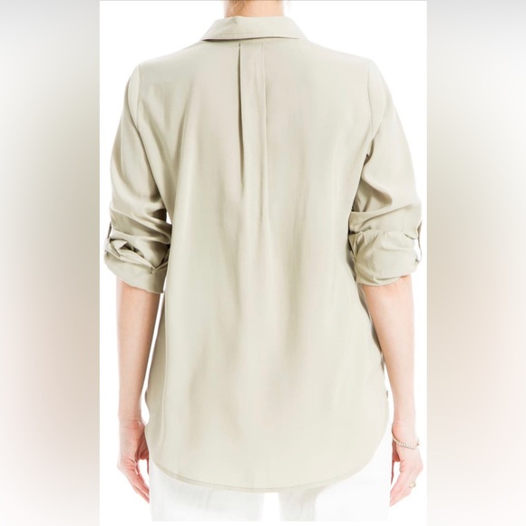 NWT Max Studio Utility Button Front Blouse in Sage SMALL - Picture 2 of 8